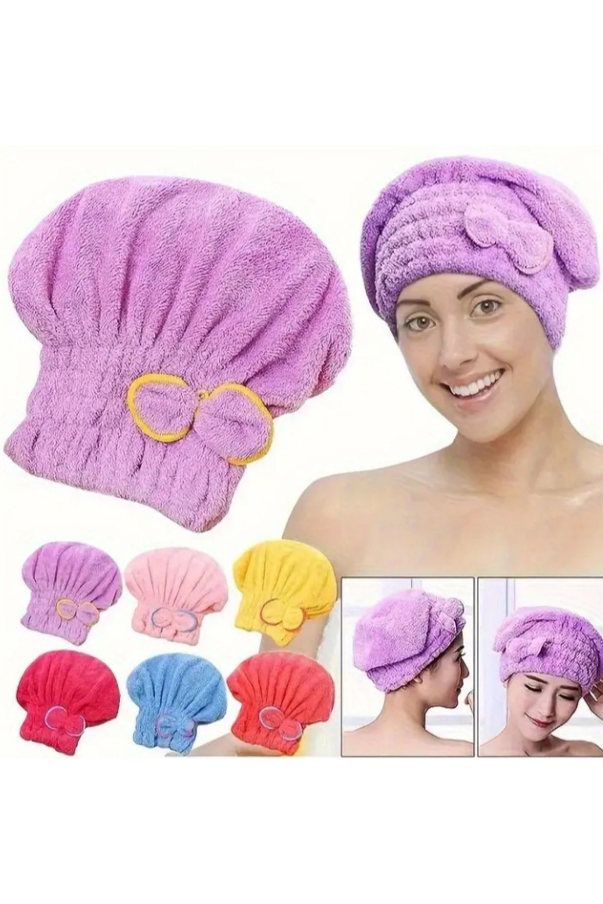 HZL HOME 1 Adet Renkli Mikrofiber Duş Bonesi