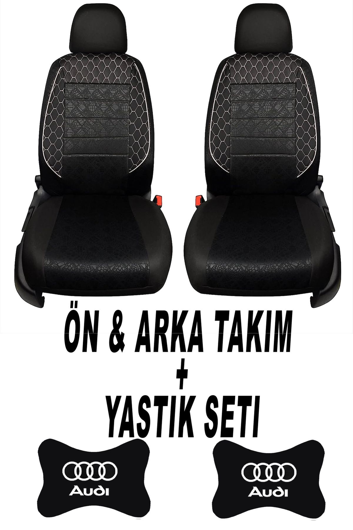 1araba1ev Oto Koltuk Kılıfı Audi Ön Arka Takım + 2 Adet Boyun Yastığı Seti