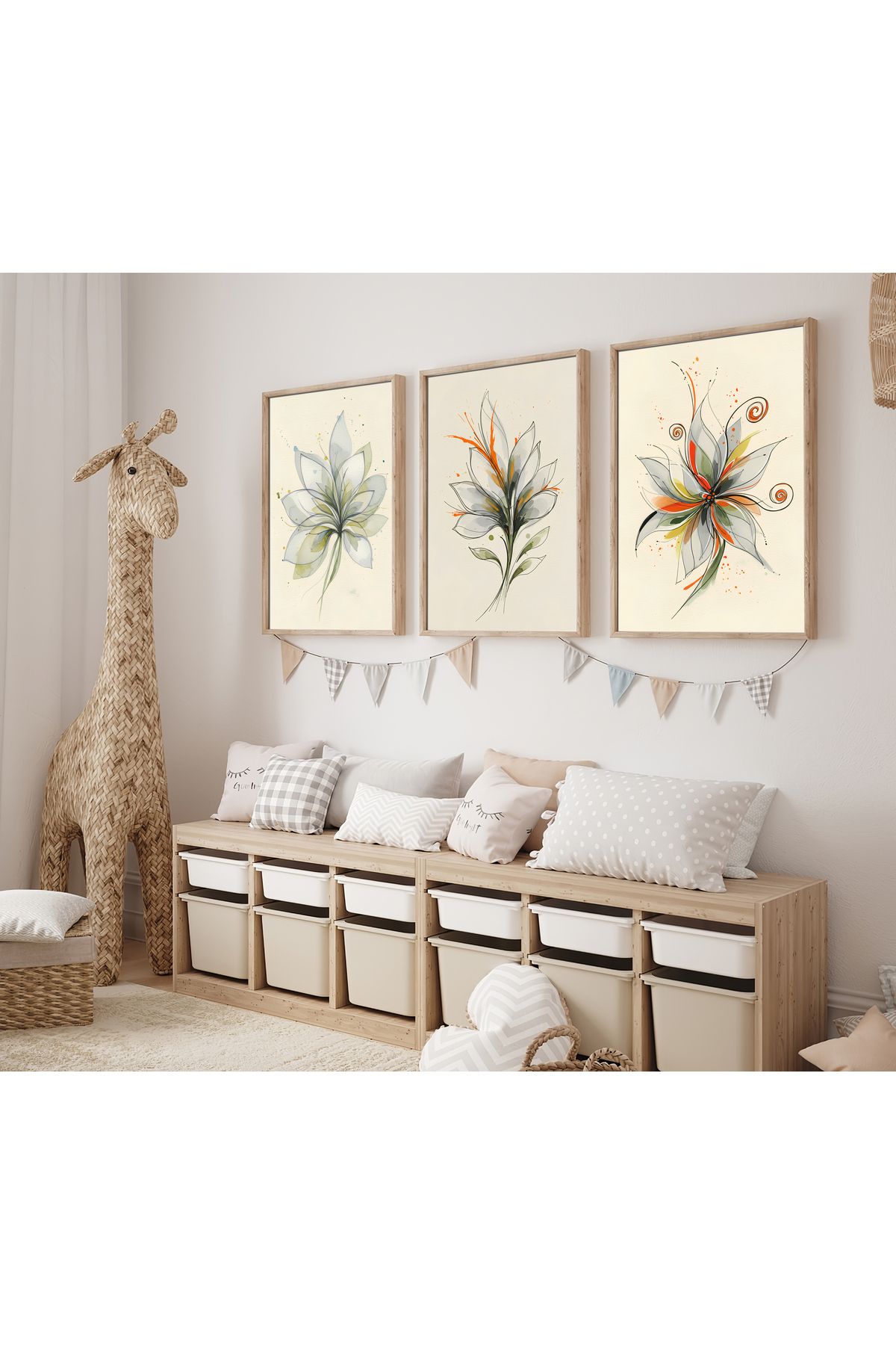 sames decoration Dijital sanat illüstrasyon - özel tasarım - üçlü tablo