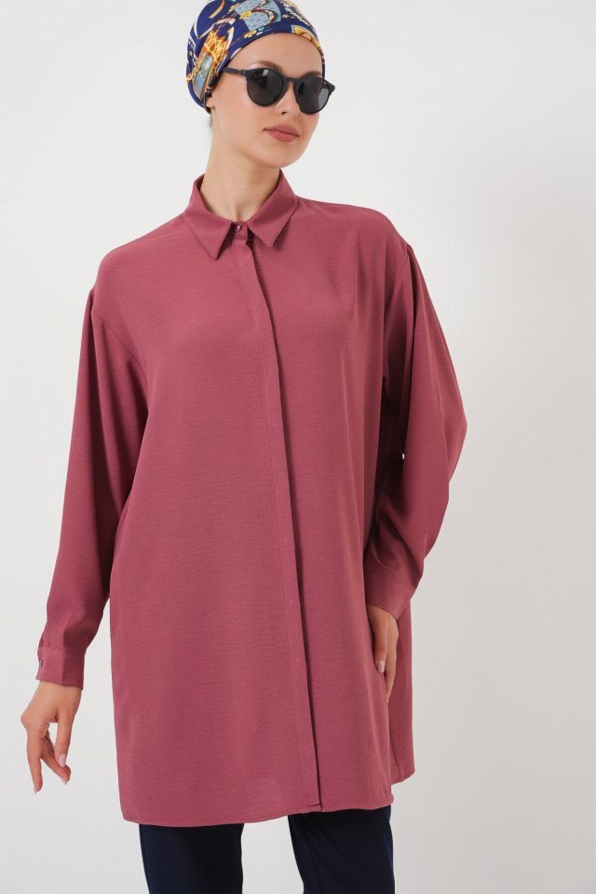 D&M Life Collection Uzun Gömlek Tunik 5945 - Gül Kurusu - 44
