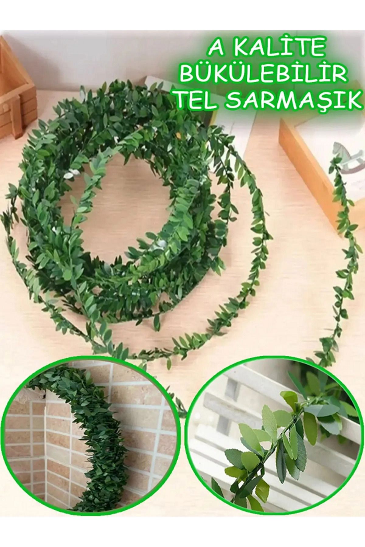 Home Tel Yaprak Şerit Yapay Sarmaşık Doğalgaz ve Klima Borusu Süsü (7 Metre)