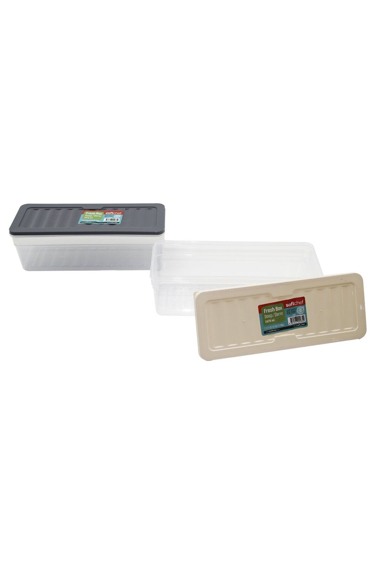 Findit FRESH BOX DERİN - 2470ML PLASTİK ŞEFFAF SAKLAMA KABI RENKLİ KAPAK (2818)