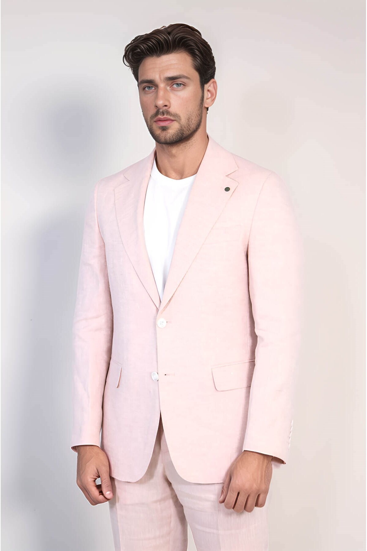 KETEN MONO YAKA-ÇİFT YIRTMAÇ TAKIM A.PEMBE — صورتی PRA-12807953-925170 — تصویر 4 از 6