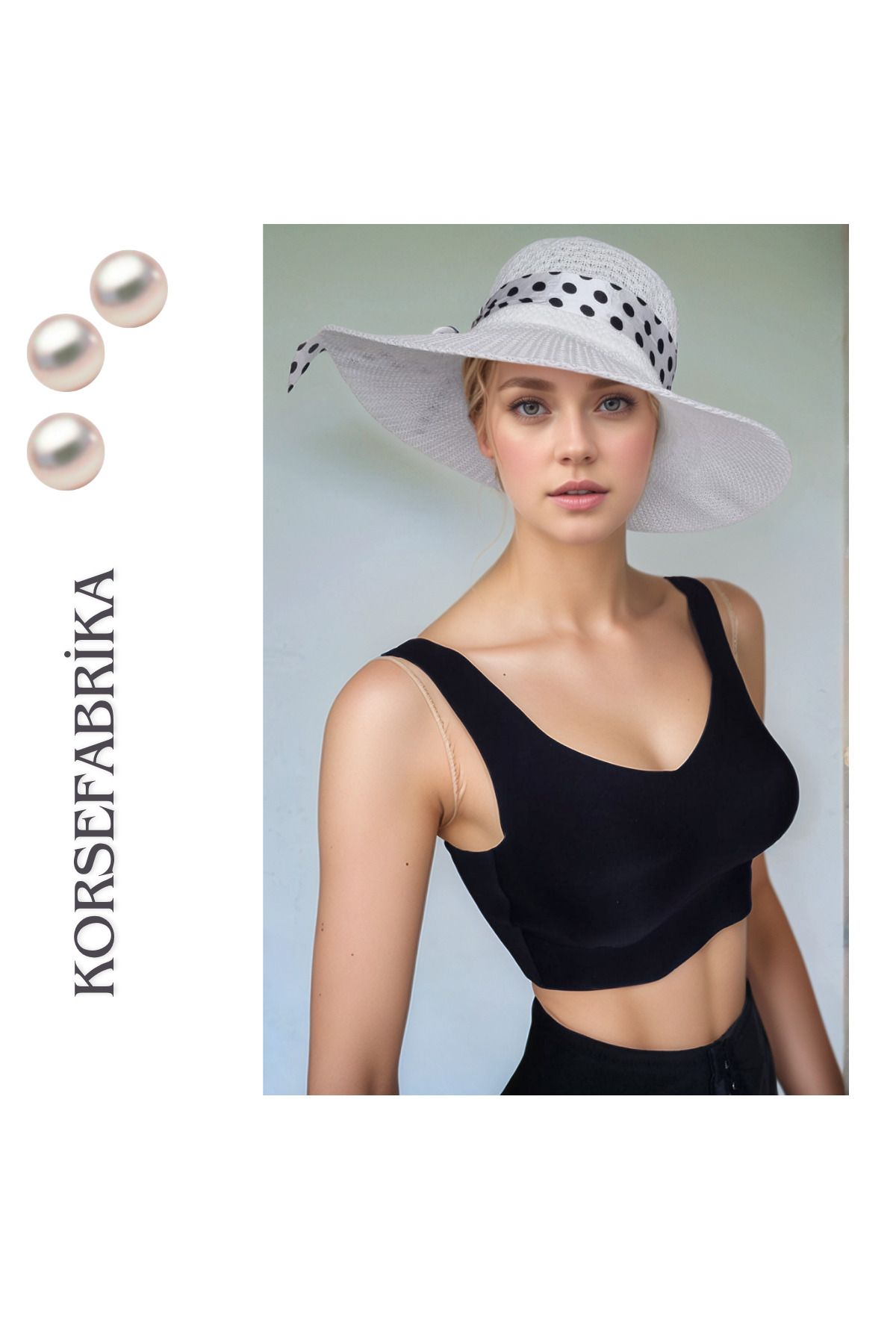 korsefabrika trend mood store Geniş Kenarlı Güneş Vizörlü Şık ve Fonksiyonel Hasır Plaj ve Günlük Şapka