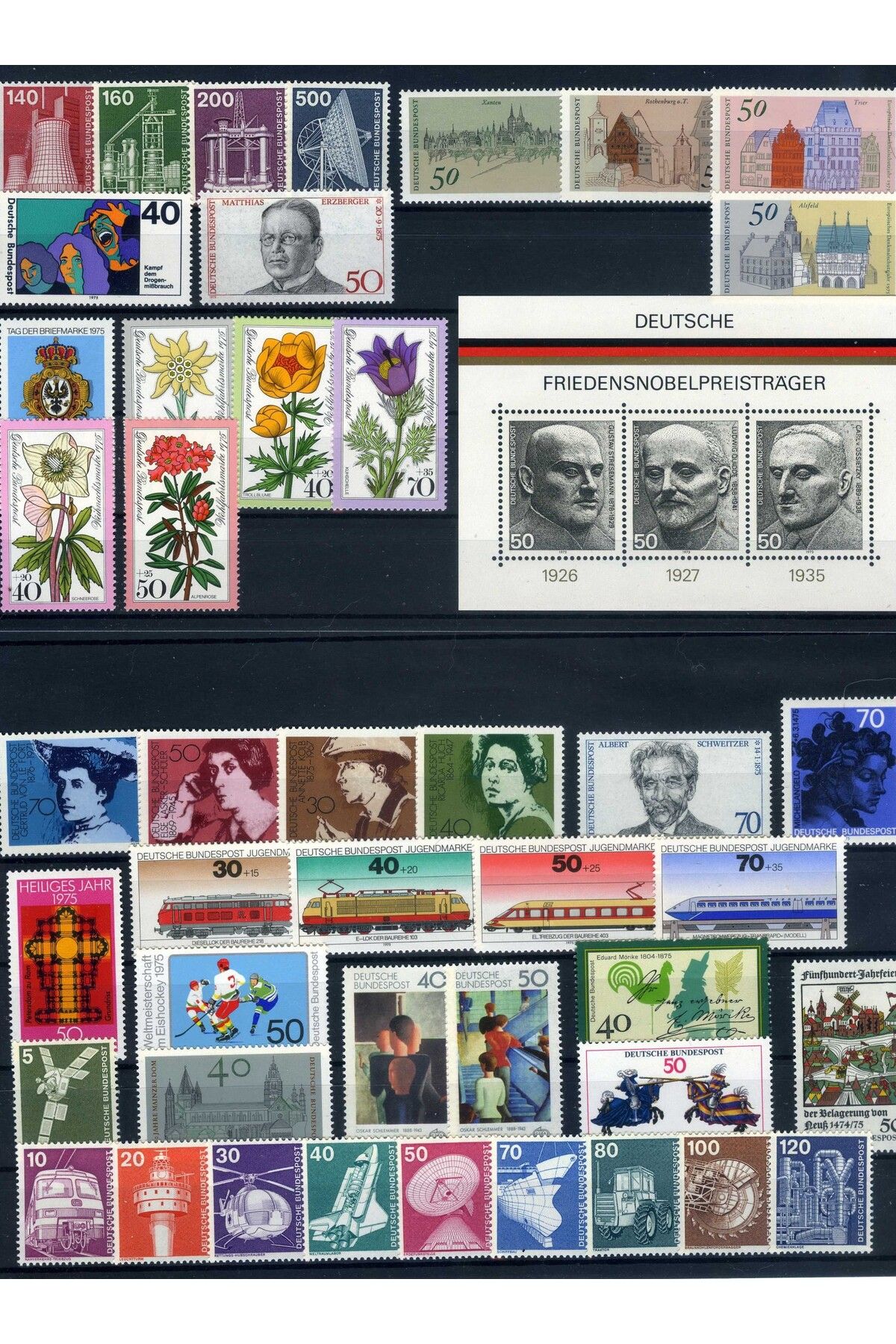 Jupiter Stamps Koleksiyon Pulları,ALMANYA 1975 Yıl Seti-Damgasız,Konsept Hediyelik,Hobiler,ASB-883009176