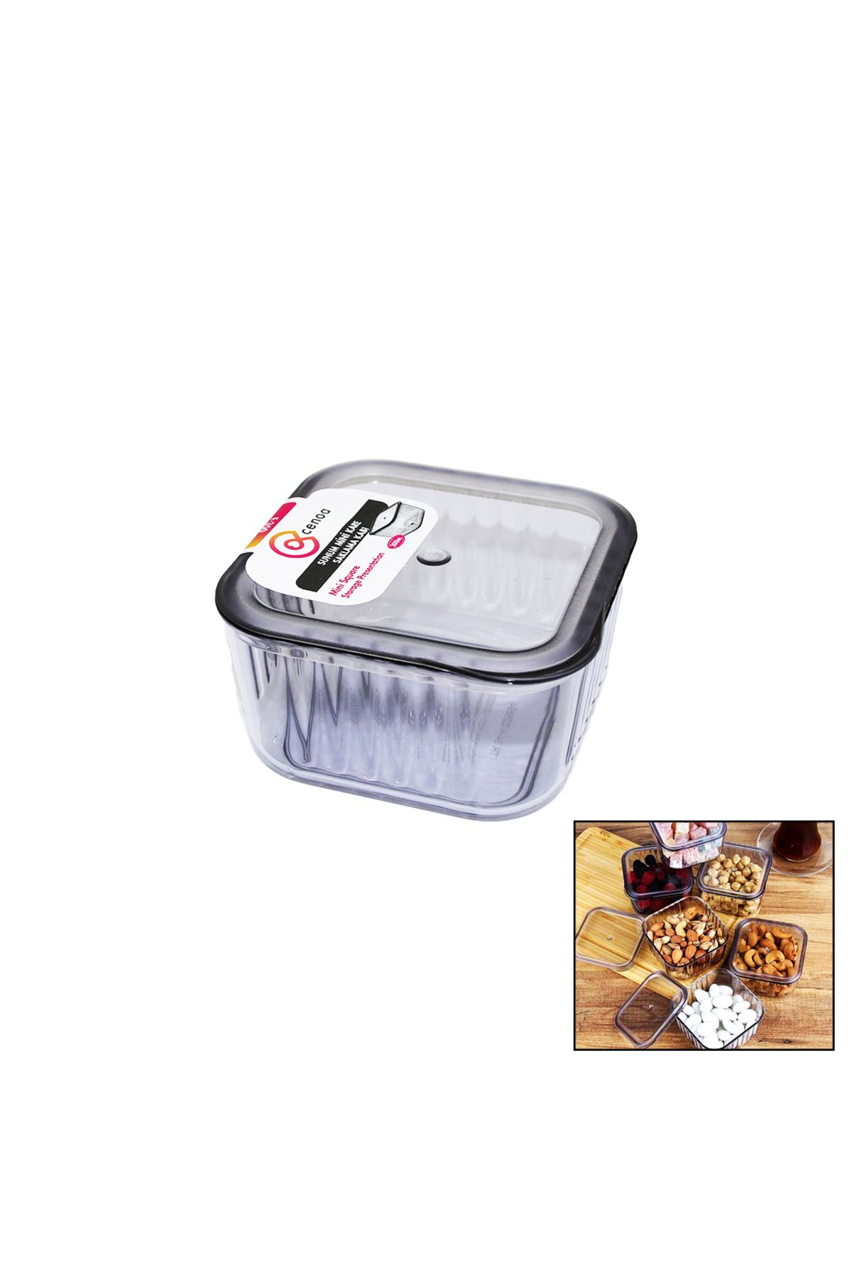 Findit 300ML KARE SUNUM MİNİ SAKLAMA KABI MİKA KRİSTAL (2818)