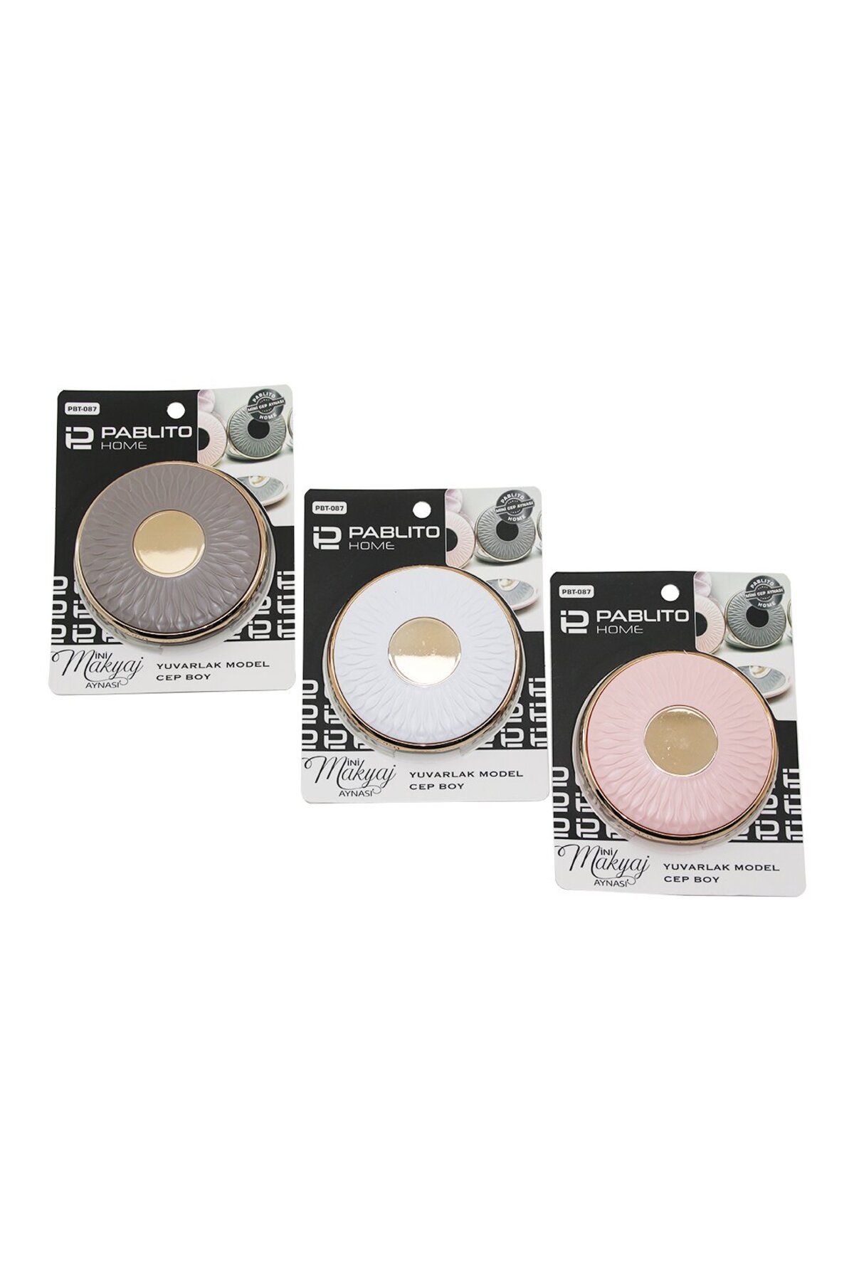 Findit YUVARLAK 3 İNÇ- 9X9CM CEP - ÇANTA MİNİ MAKYAJ AYNASI BRONZ KAPAK KENARI-GÖBEK - RENKLİ PLS. (2818)