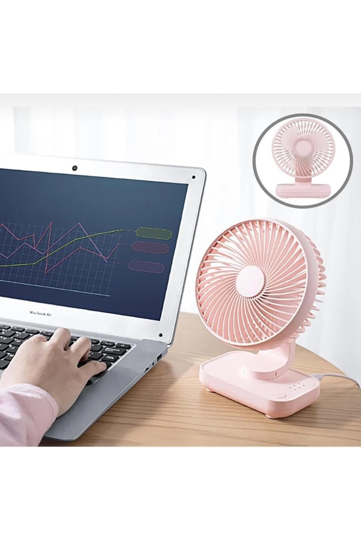 STOREMAX lvnmblya Mini Fan 4 Kademeli 4000mAh Şarjlı Ultra Güçlü Taşınabilir Vantilatör D606 Pembe Sh