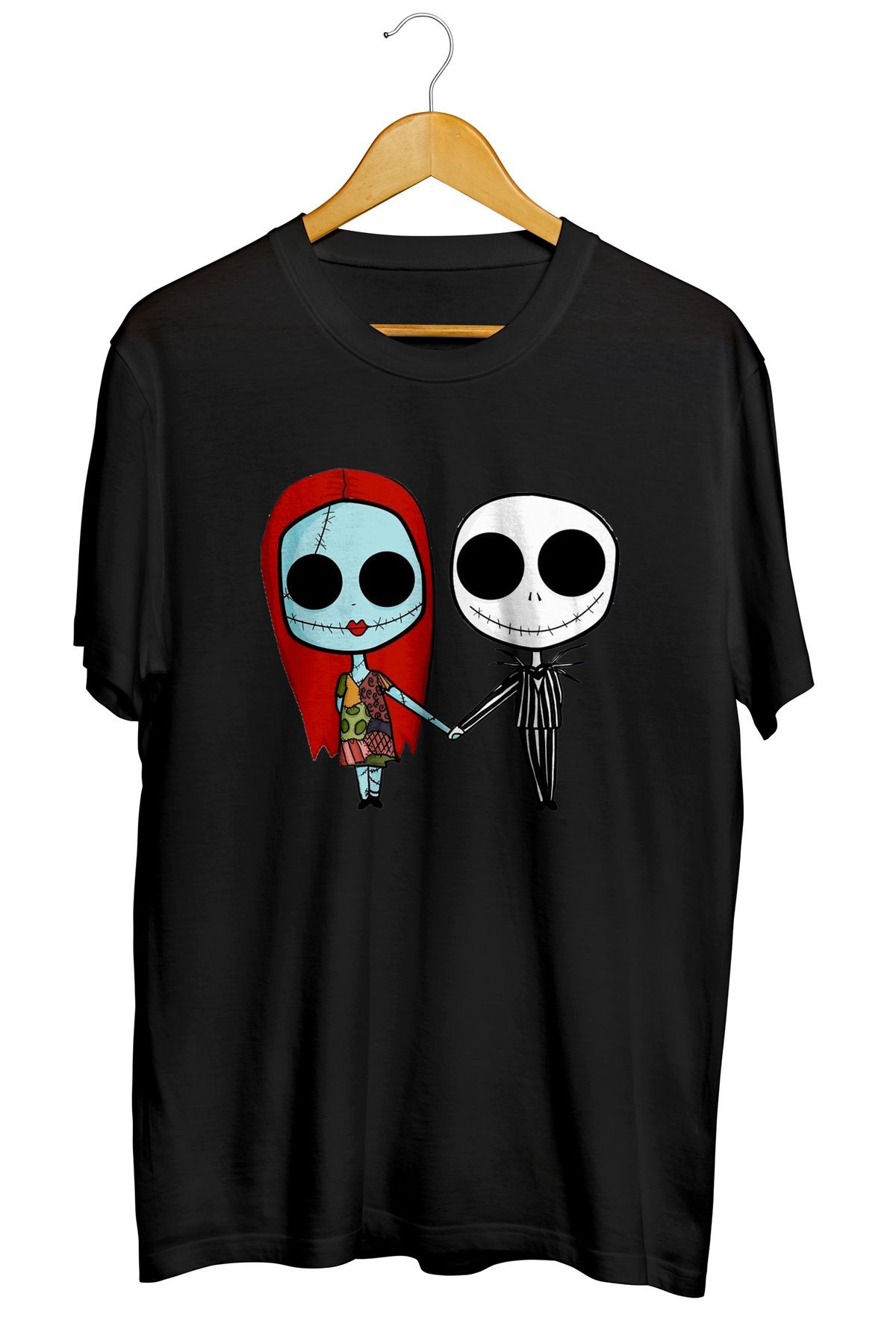 Miba Store Jack and Sandy - The Nightmare İskelet Sevgililer Günü Baskılı Tişört