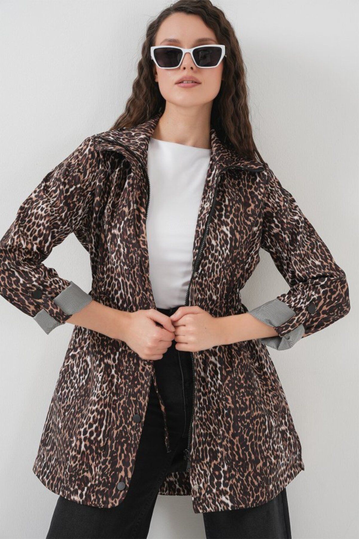 D&M Life Collection 10322 Beli Büzgülü Trençkot - E. Kahve - 38