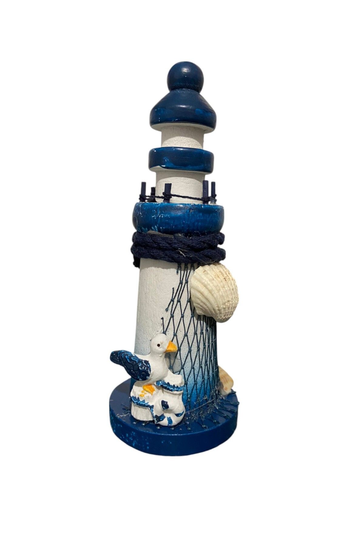 Lueeci Ördek Figürlü Ahşap Mini Deniz Feneri Süs 13x5 cm (Tekli)