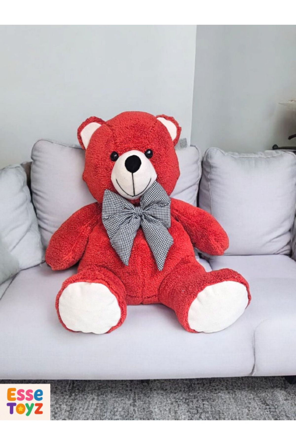 Kids 80 cm Kiremit Rengi Oturan Peluş Ayı – Yumuşacık Uyku Arkadaşı | Sevimli Hediye Ayıcık