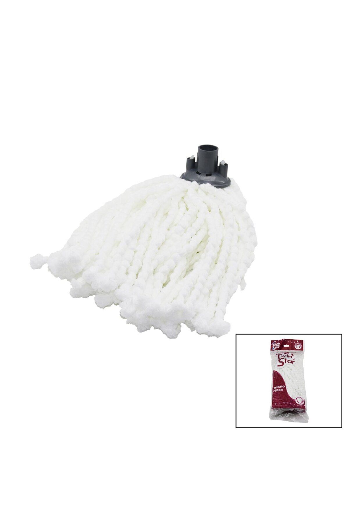 Findit ÖRGÜLÜ İP PÜSKÜL BEYAZ MİKROFİBER MOP (2818)