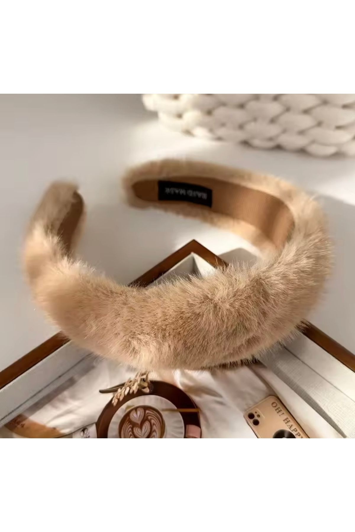 Monalisa Kadın Teddy Kahve Tüylü Peluş Taç