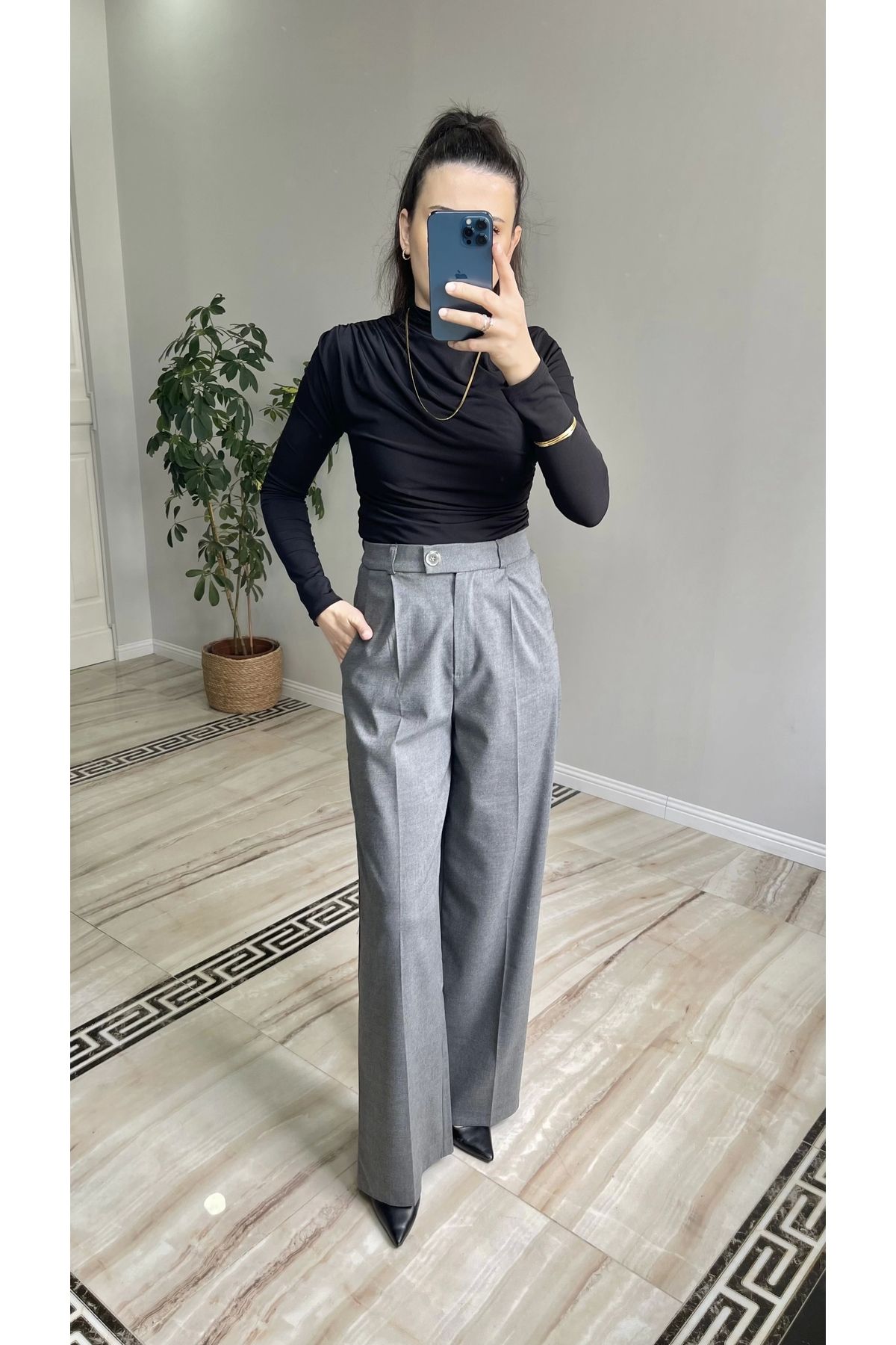 ZEAL Beli Lastikli Palazzo Pantolon