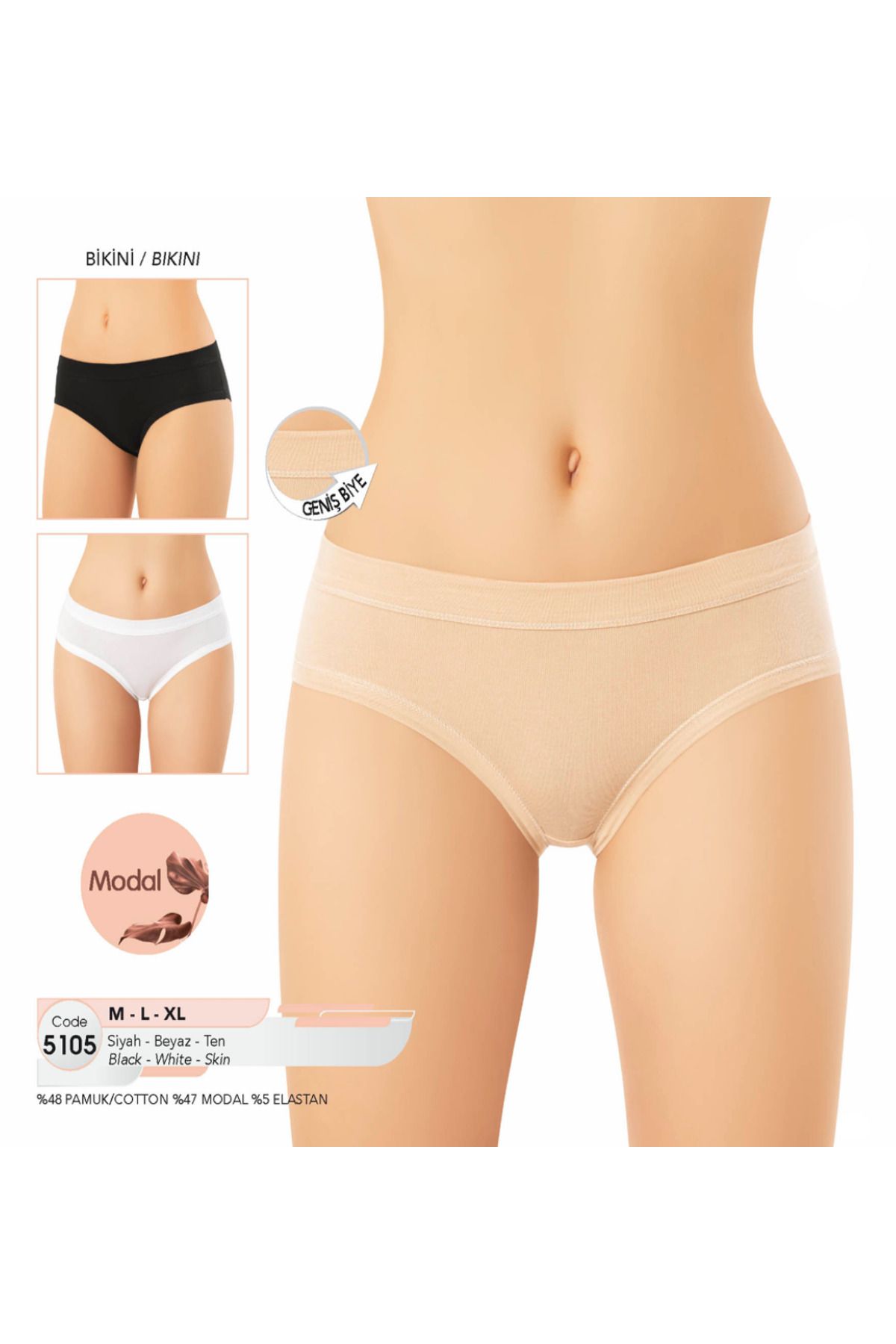 Fily İç Giyim KOTA Modal Kumaş (6 adet) Geniş Biyeli Bikini Külot