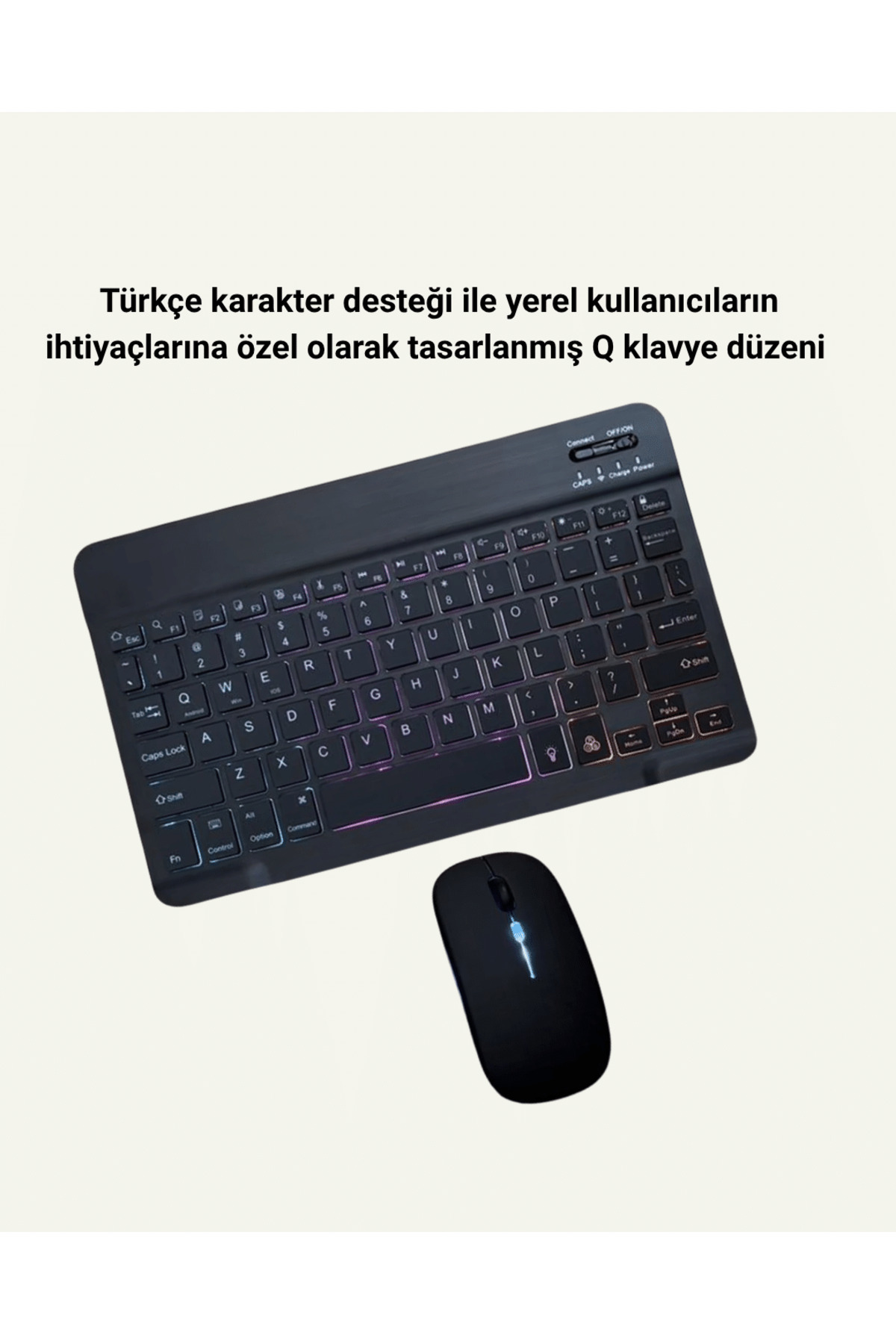 ucuzteknom Tüm Cihazlarla Uyumlu RGB Işıklı Kablosuz Klavye ve Mouse Seti