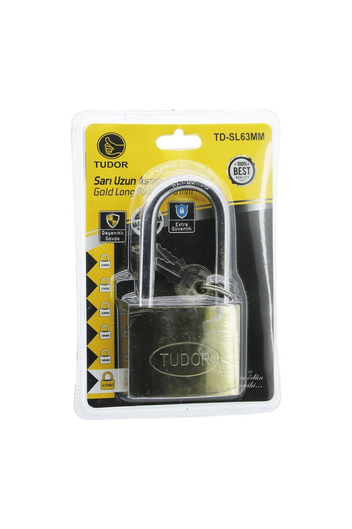 Findit TUDOR TD-SL63MM VAKUMLU 63MM - SARI UZUN KANCALI ASMA KİLİT (2818)
