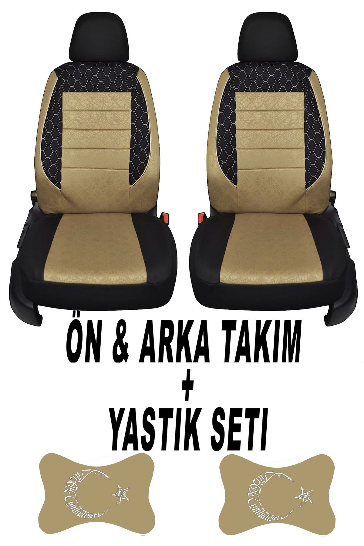 1araba1ev Oto Koltuk Kılıfı Bayrak Ön Arka Takım + 2 Adet Boyun Yastığı Seti