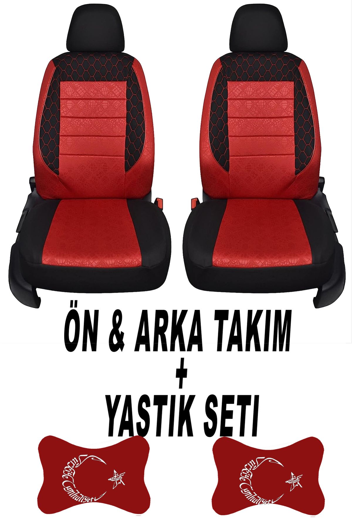 1araba1ev Oto Koltuk Kılıfı Bayrak Ön Arka Takım + 2 Adet Boyun Yastığı Seti