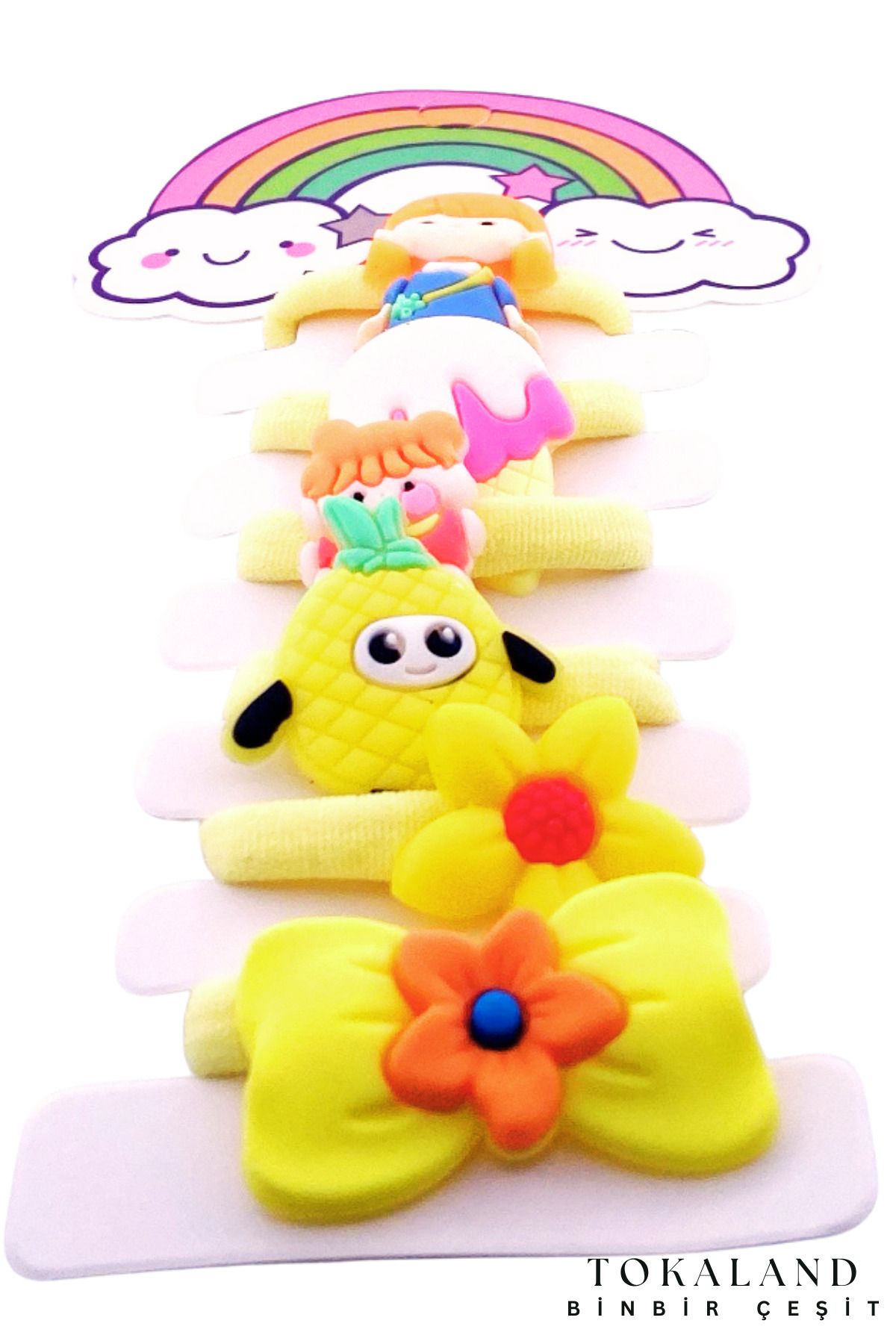 TOKALAND Kız Çocuk Ve Bebek Toka Seti - Havlu Lastik Toka Seti-Karışık Figürlü Dayanıklı-Kız Çoçuk Mix Color