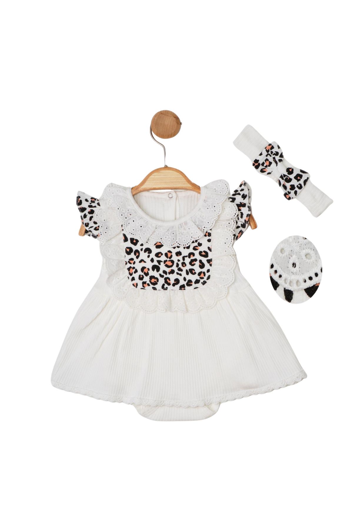 colbi baby Leopar Jile Badi Elbise Bandanalı