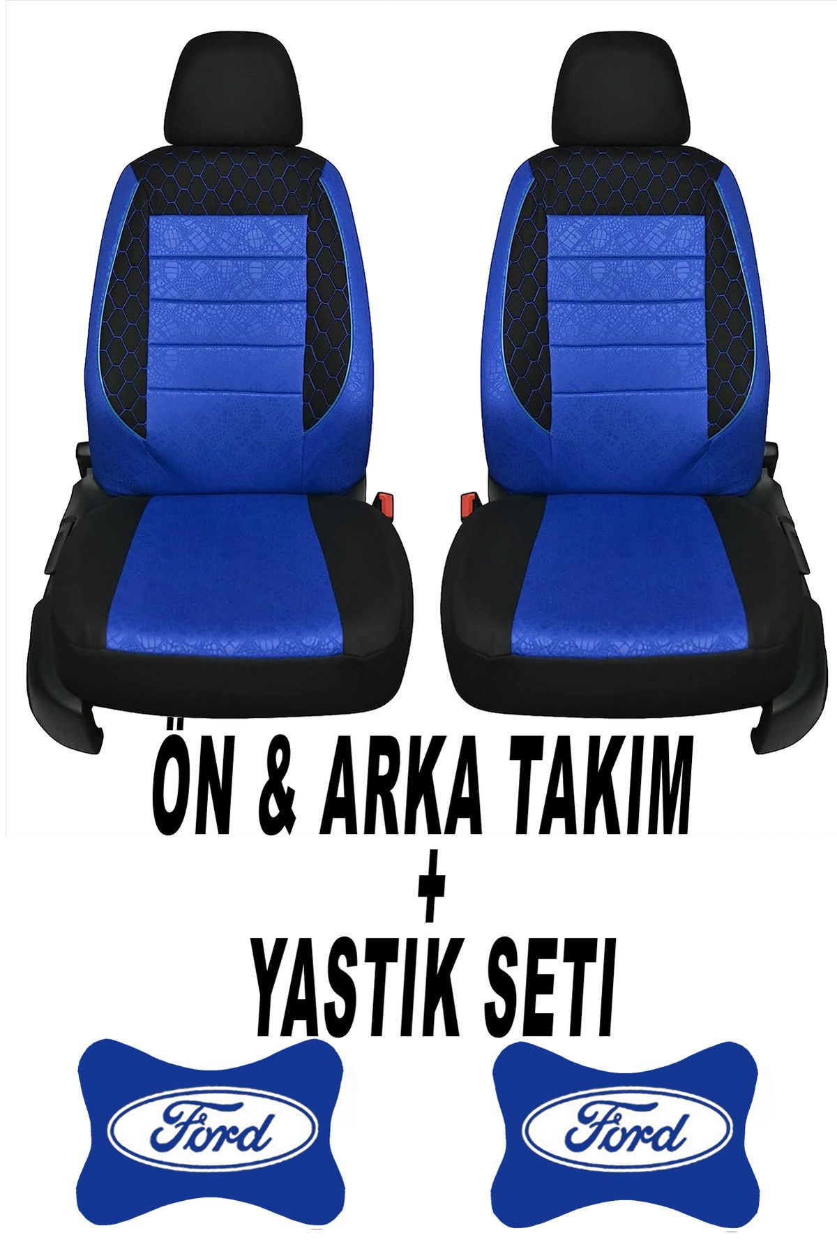 1araba1ev Oto Koltuk Kılıfı Ford Ön Arka Takım + 2 Adet Boyun Yastığı Seti