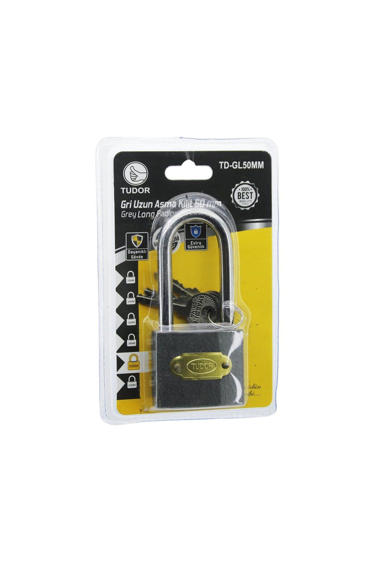 Findit TUDOR TD-GL50MM VAKUMLU 50MM - GRİ UZUN KANCALI ASMA KİLİT (2818)