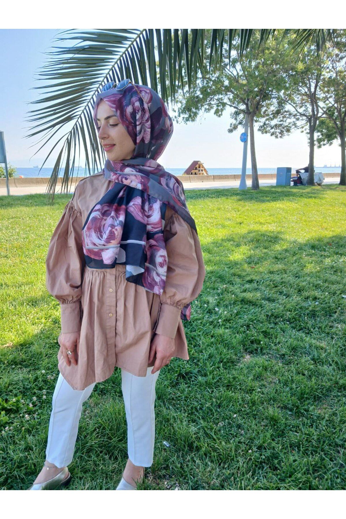 Nilbutik Çiçek Desen Pamuk Şal