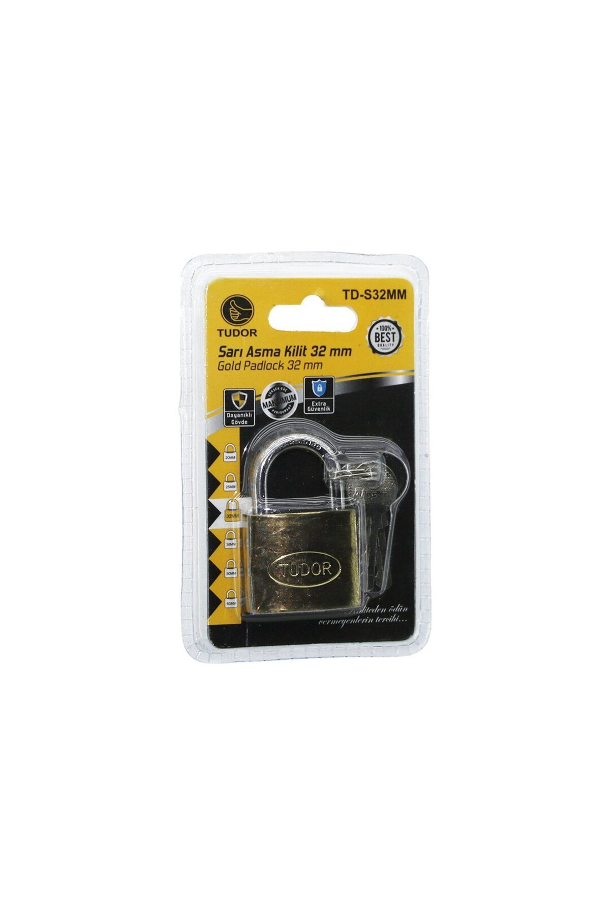 İklimStore TUDOR TD-S32MM VAKUMLU 32MM - SARI KISA KANCALI ASMA KİLİT (5131)