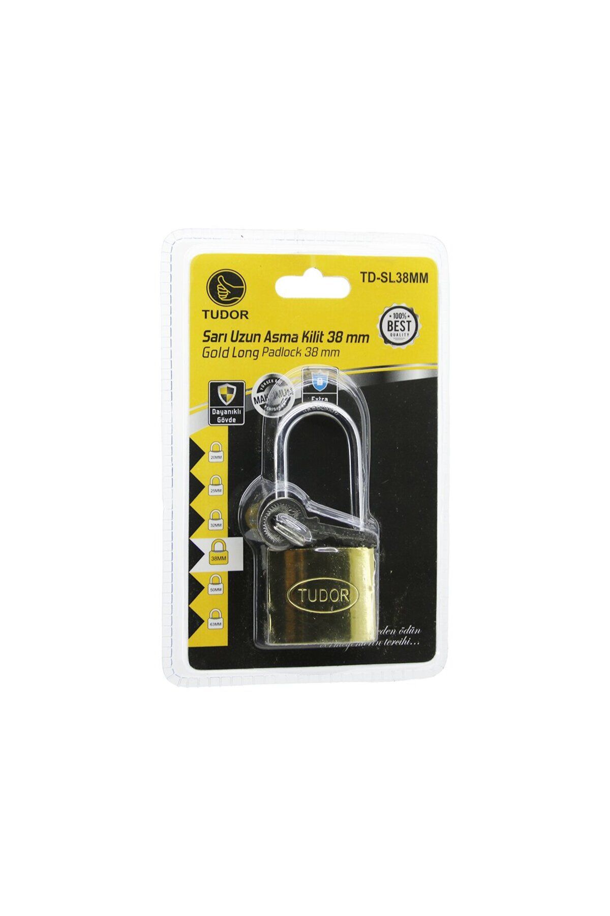 KutuluStore TUDOR TD-SL38MM VAKUMLU 38MM - SARI UZUN KANCALI ASMA KİLİT (5168)