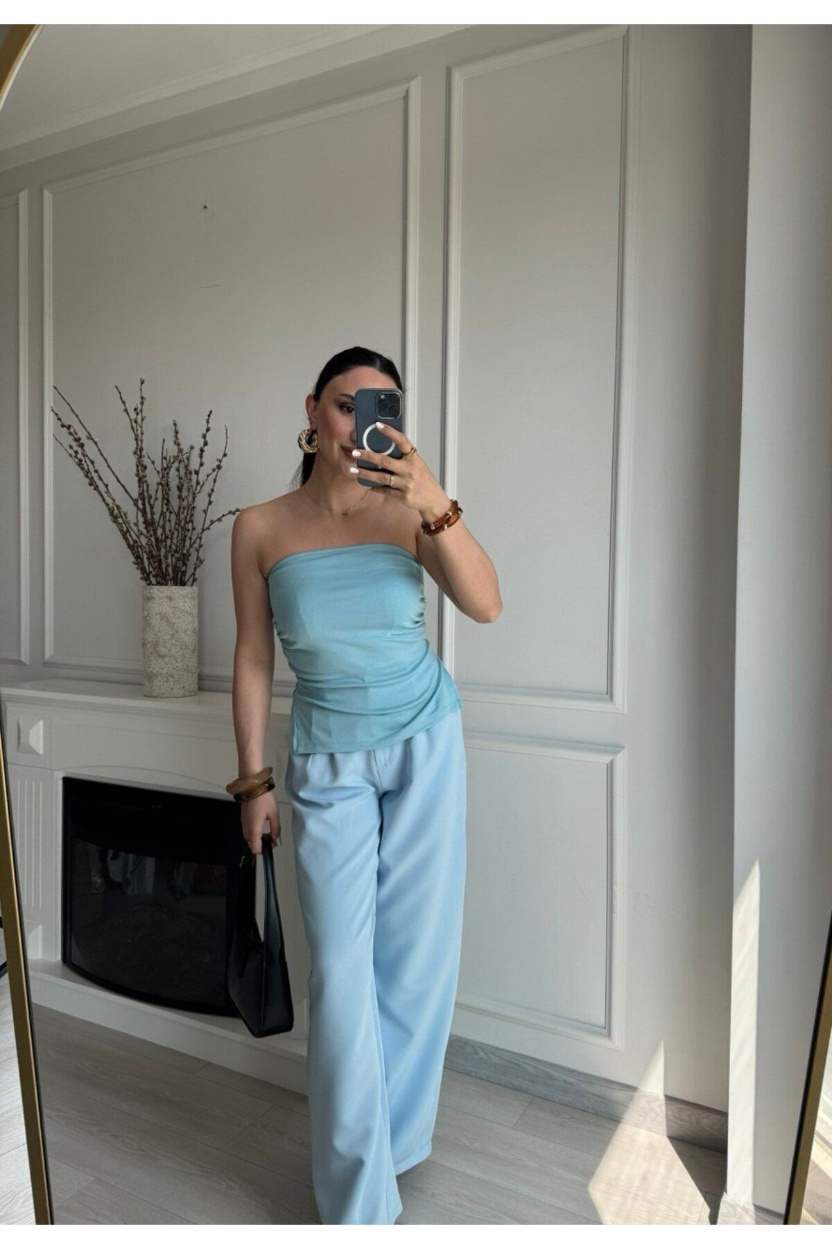 MSY KADIN MAVİ PALAZZO PANTALON