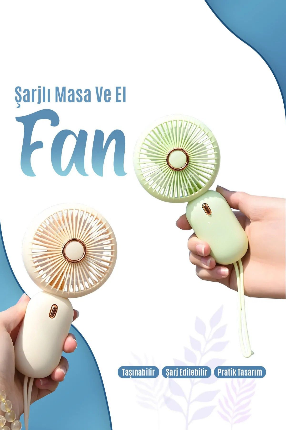 OBRAX Şarjli Masa Ve El Fan Taşinabilir Şarjli Edilebilir Mini El Fanı