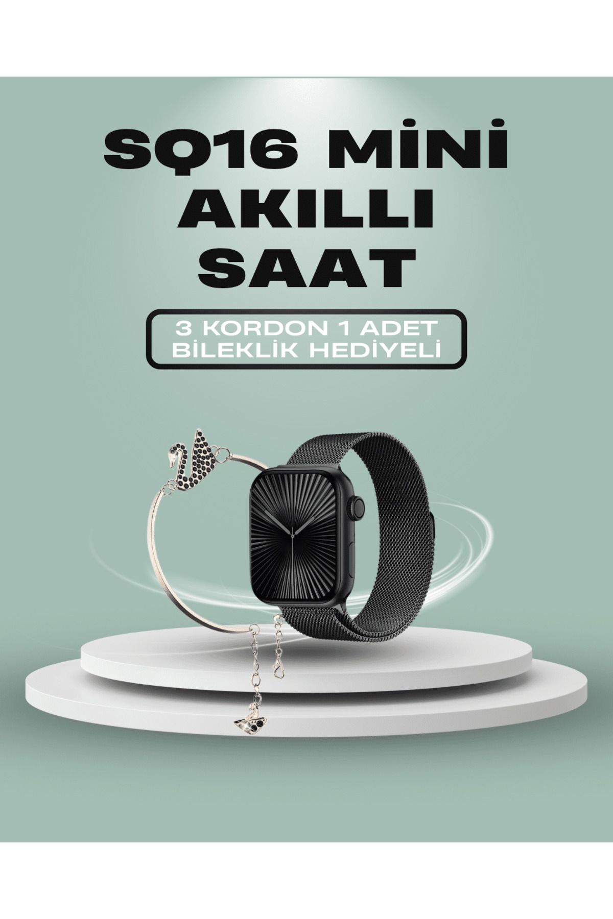 FTA TİCARET SQ-16 Mini Series 10 Akıllı Saat – 3 Kordon + Hediye Bileklik
