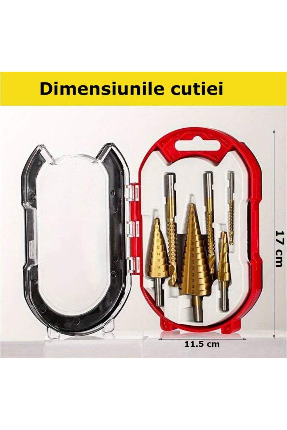SIKS-6-piece Hss Titanium Step Drill Bit Set, 3 Tapered Drill Bits And 3 Serrated Drill Bits 3