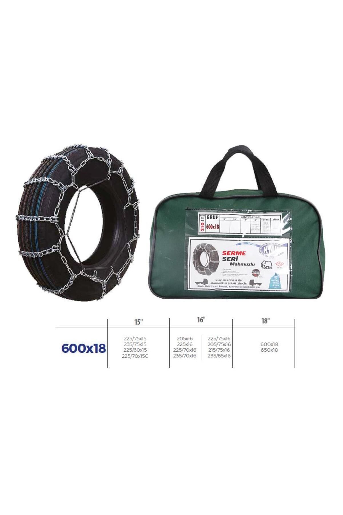 KNK PATİNAJ ZİNCİRİ MİNİBÜS VE KAMYONET SERME 205X75X16 TIRNAKLI ZİNCİR EBATLARI İÇİN RESİME BAKINIZ