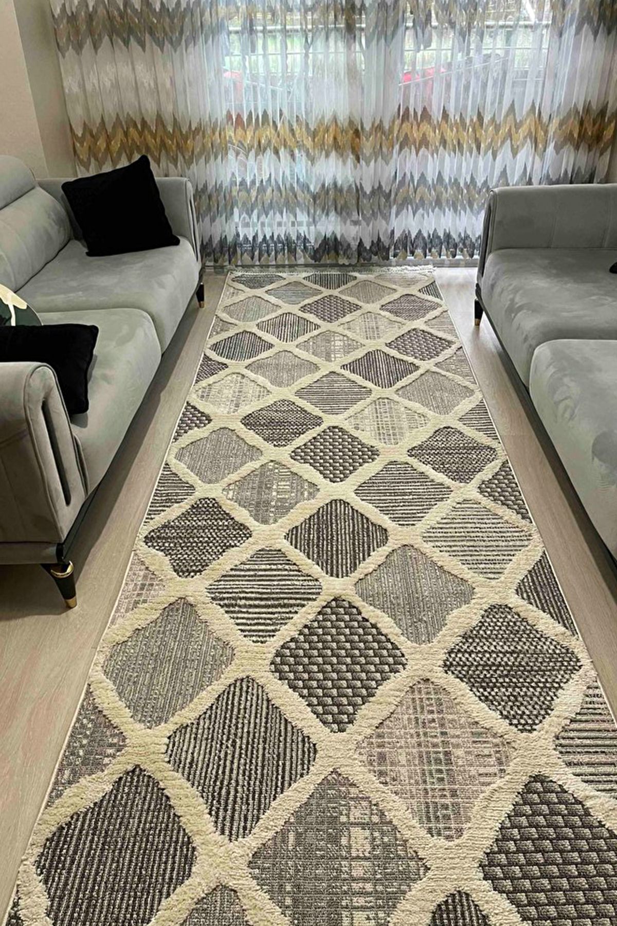Has Halı Nuvia 2202 Gri - Salon, Koridor (Yolluk), Mutfak, Antre, Yatak ve Oturma Odası Halısı