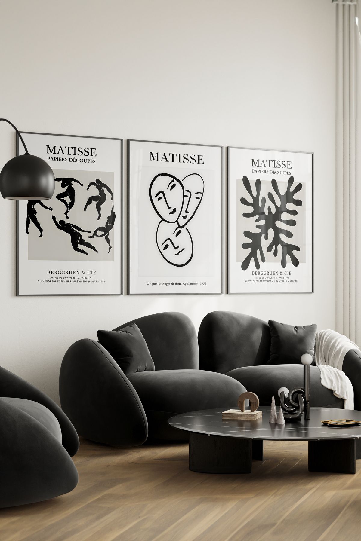 Home 3'Lü Ekru Tonlarda Matisse Seti, Salon Dekoru, Mutfak Dekoru, Henri Matisse 3 Adet Çerçevesiz Poster