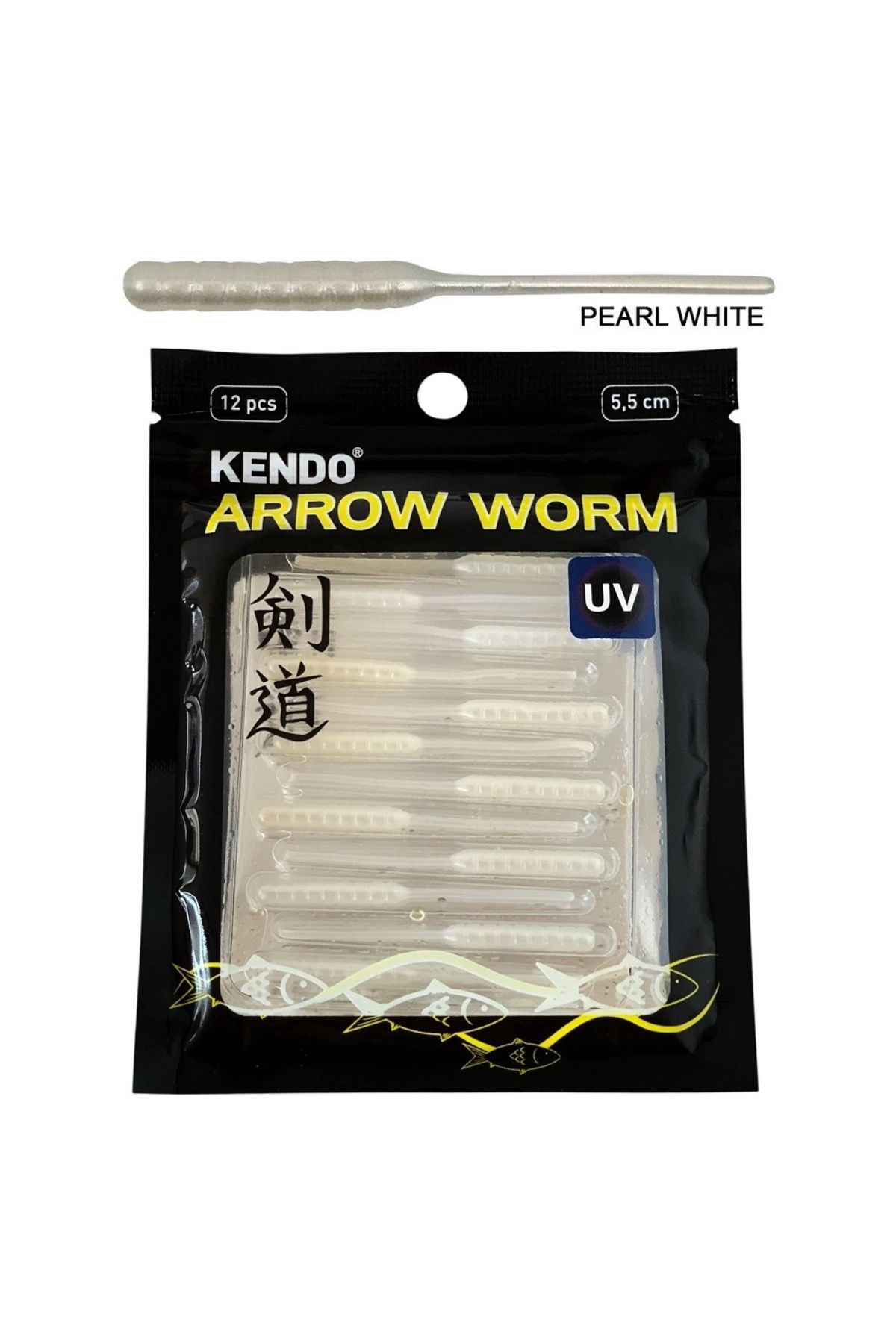 Kendo Arrow Worm Lrf Silikonu 5.5cm (12'li Paket) Karides Kokulu Pearl White