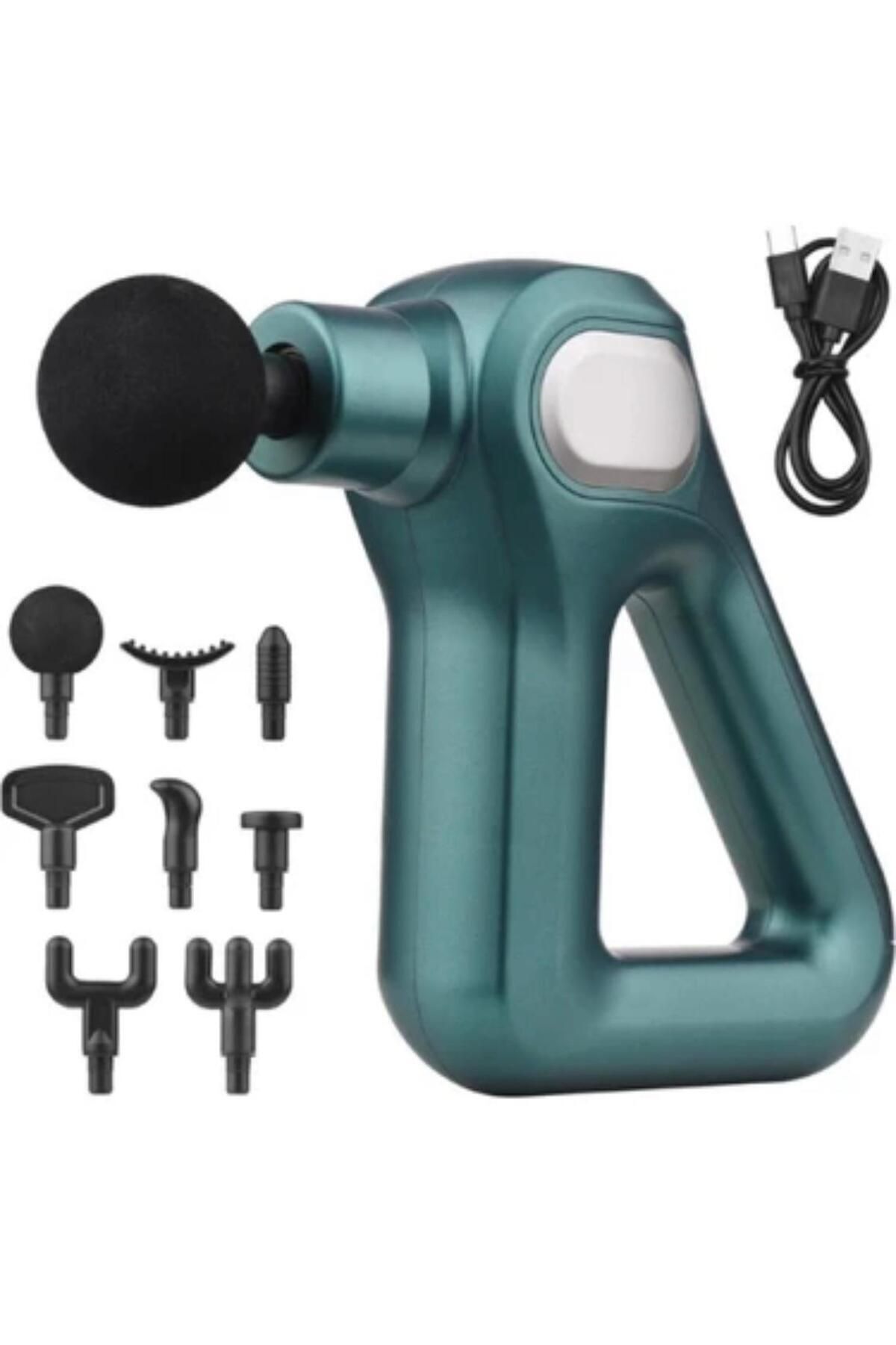 AboutThePerfect Mini masaj cihazı, 8 başlık, 12 kademeli, dijital göstergeli, yeşil renk