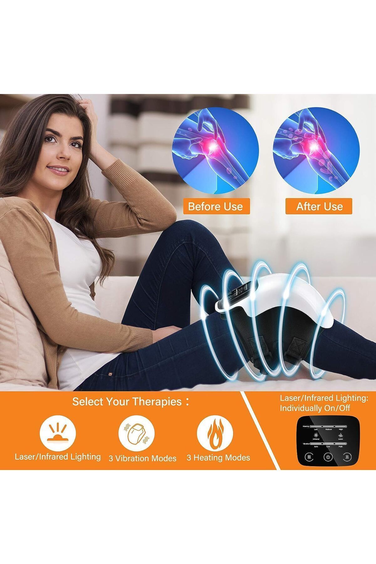 AboutThePerfect Kablosuz Diz Masaj Cihazı, Eklem Rahatlatıcı Titreşimli Konforlu Masaj