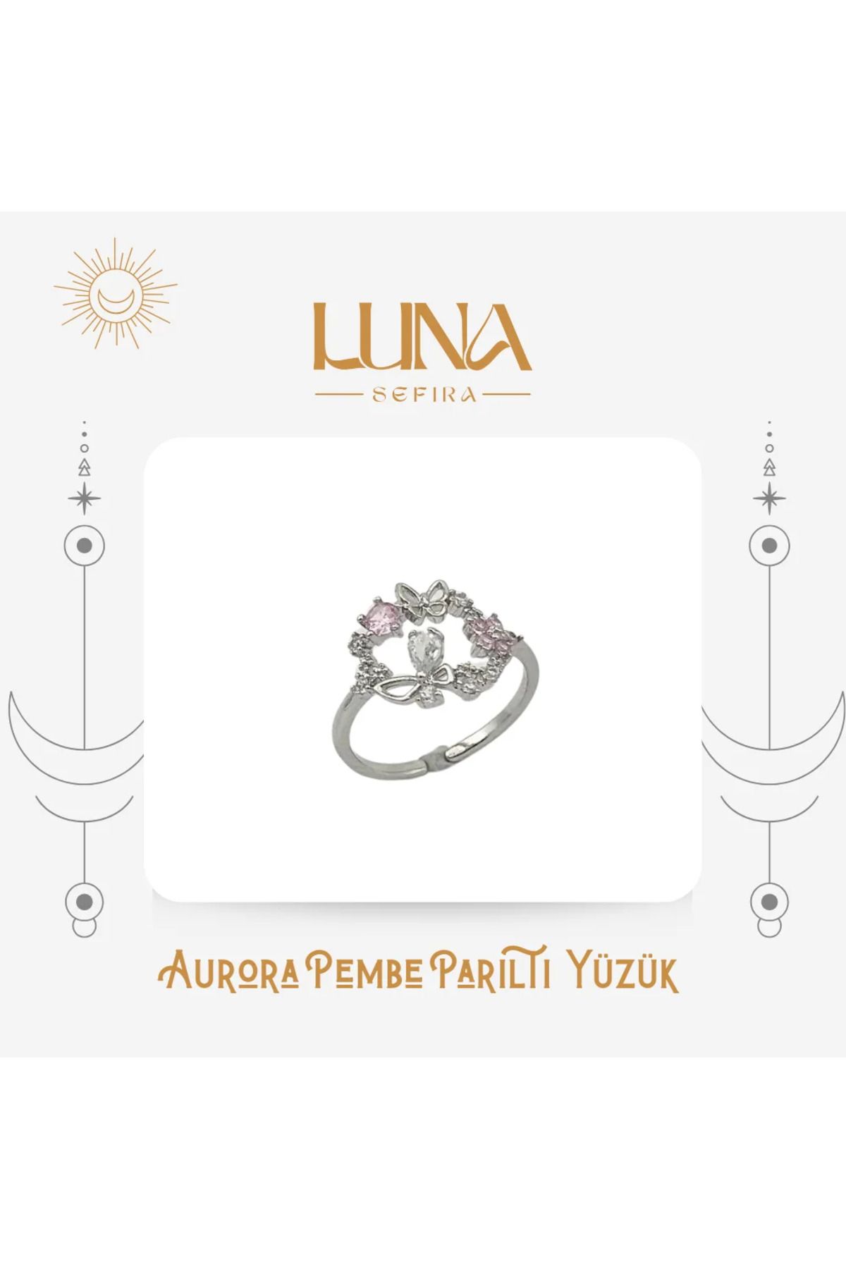 Luna Sefira Aurora Pembe Parıltı Yüzük