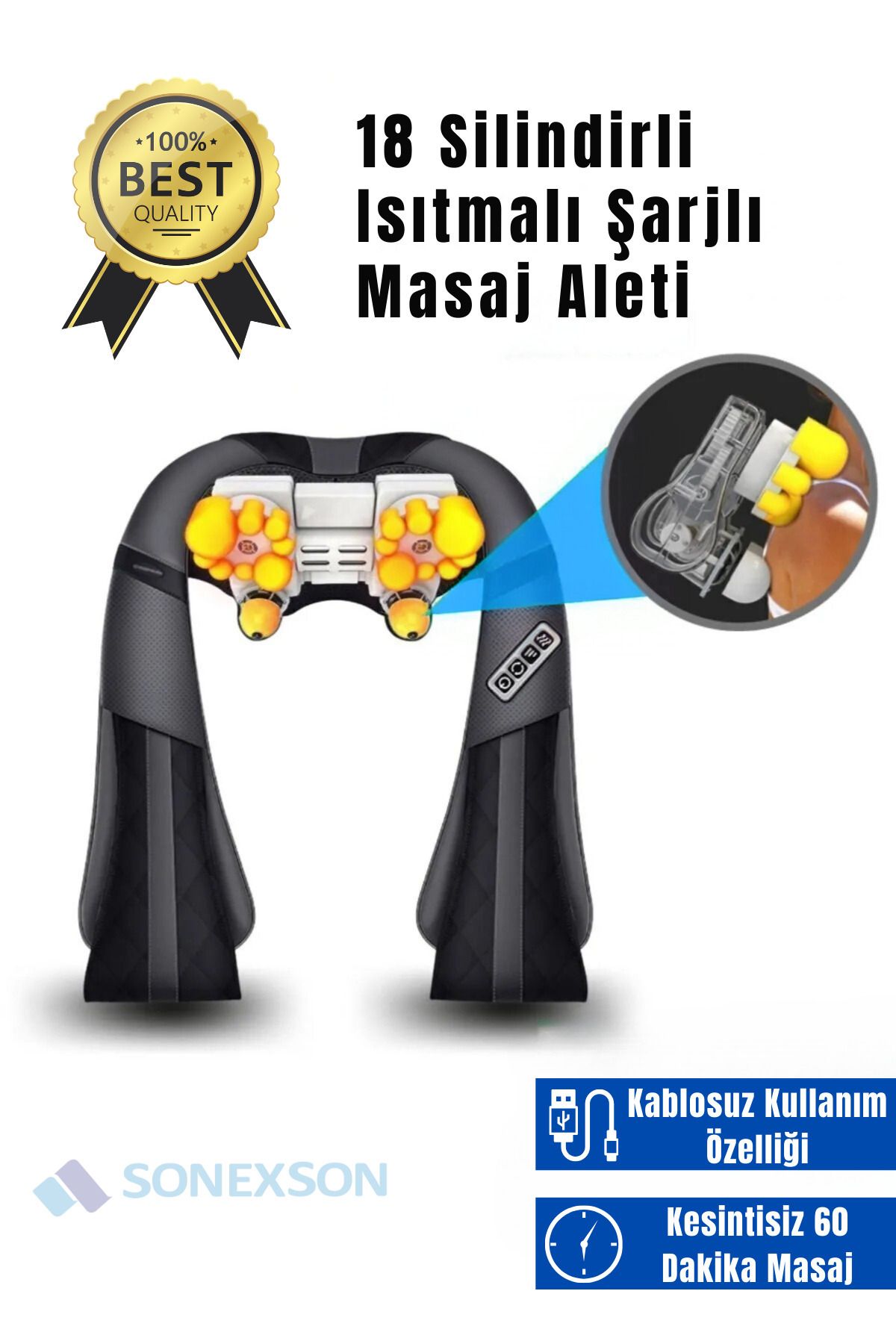 AboutThePerfect Şarjlı Çok Bölmeli Masaj Aleti, Rahatlatıcı Vücut ve Ayak Masajı