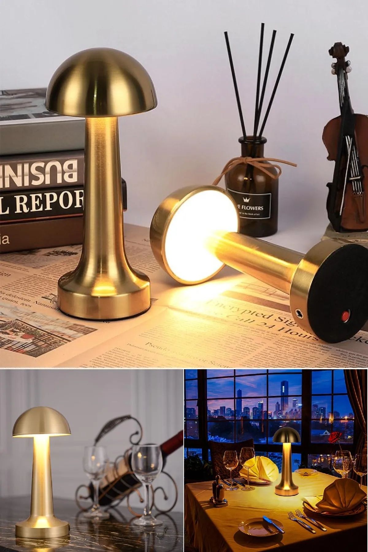 Wolawood Özel Üretim USB Şarjlı Modern Masa Lambası Dokunmatik Mantar Lamba Işıklı Masaüstü Dekoratif Abajur