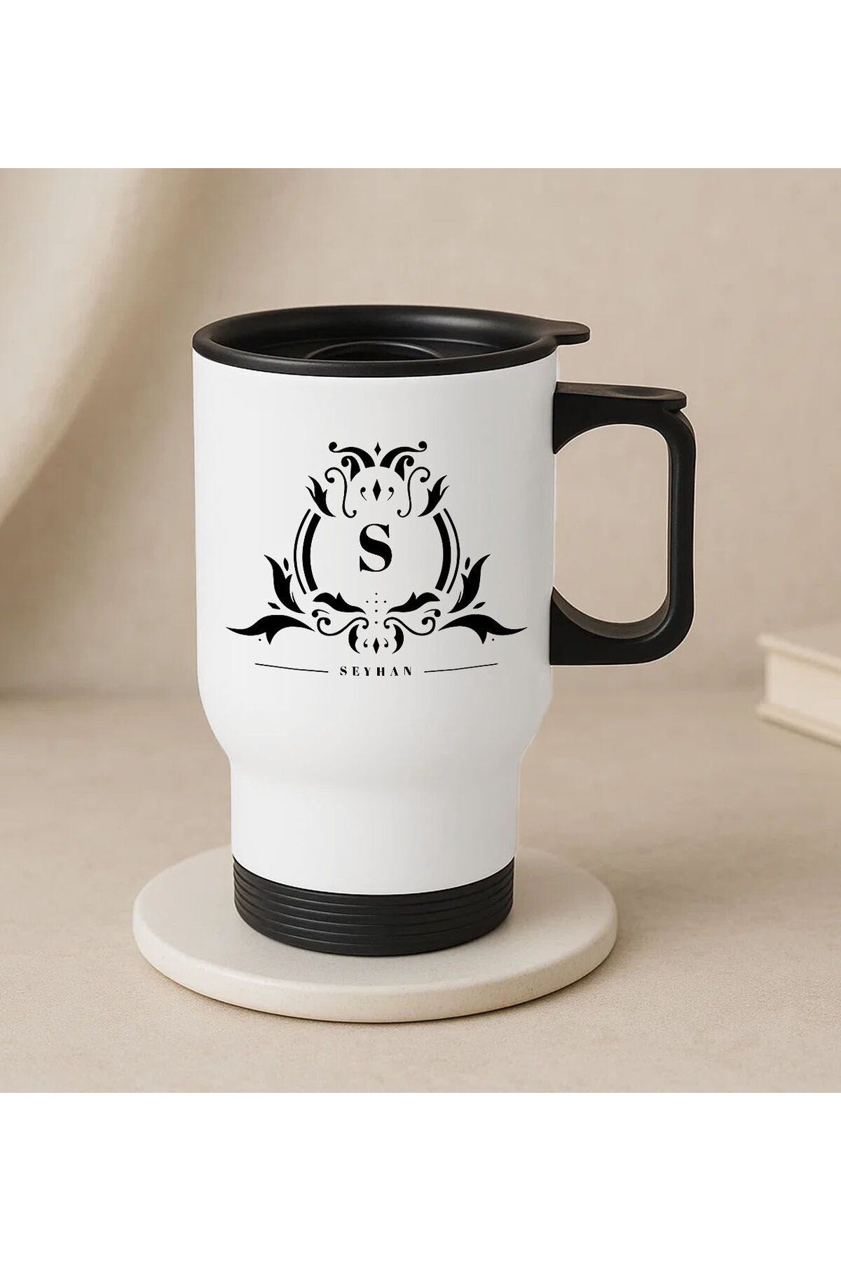 Bk Gift Kişiye Özel İsimli Kulplu Beyaz Çelik Bardak Termos Mug 450ml-3, Sevgiliye Hediye, Arkadaşa