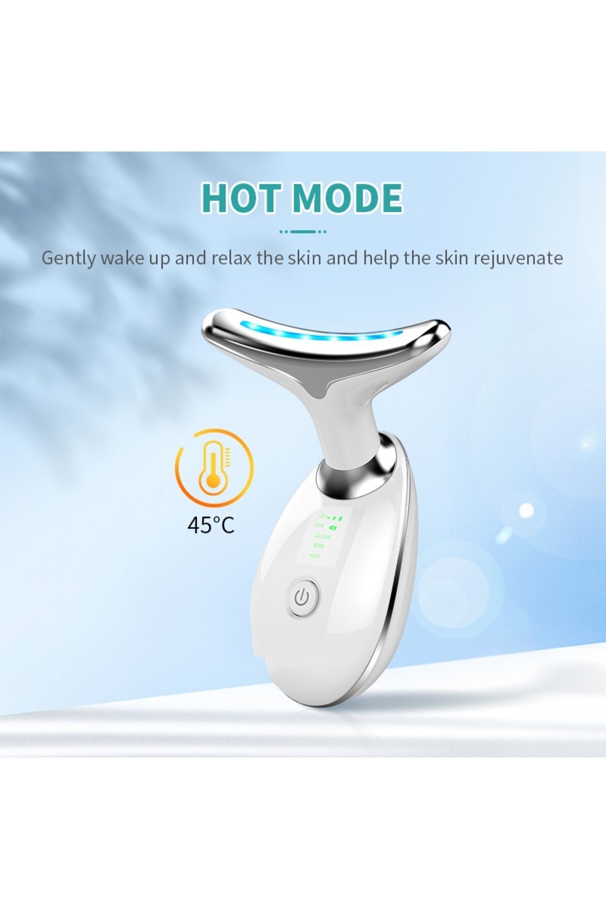AboutThePerfect 3 Renk Led Foton Terapi Cilt Sıkılaştırıcı Boyun ve Yüz Gençleştirici Cihaz