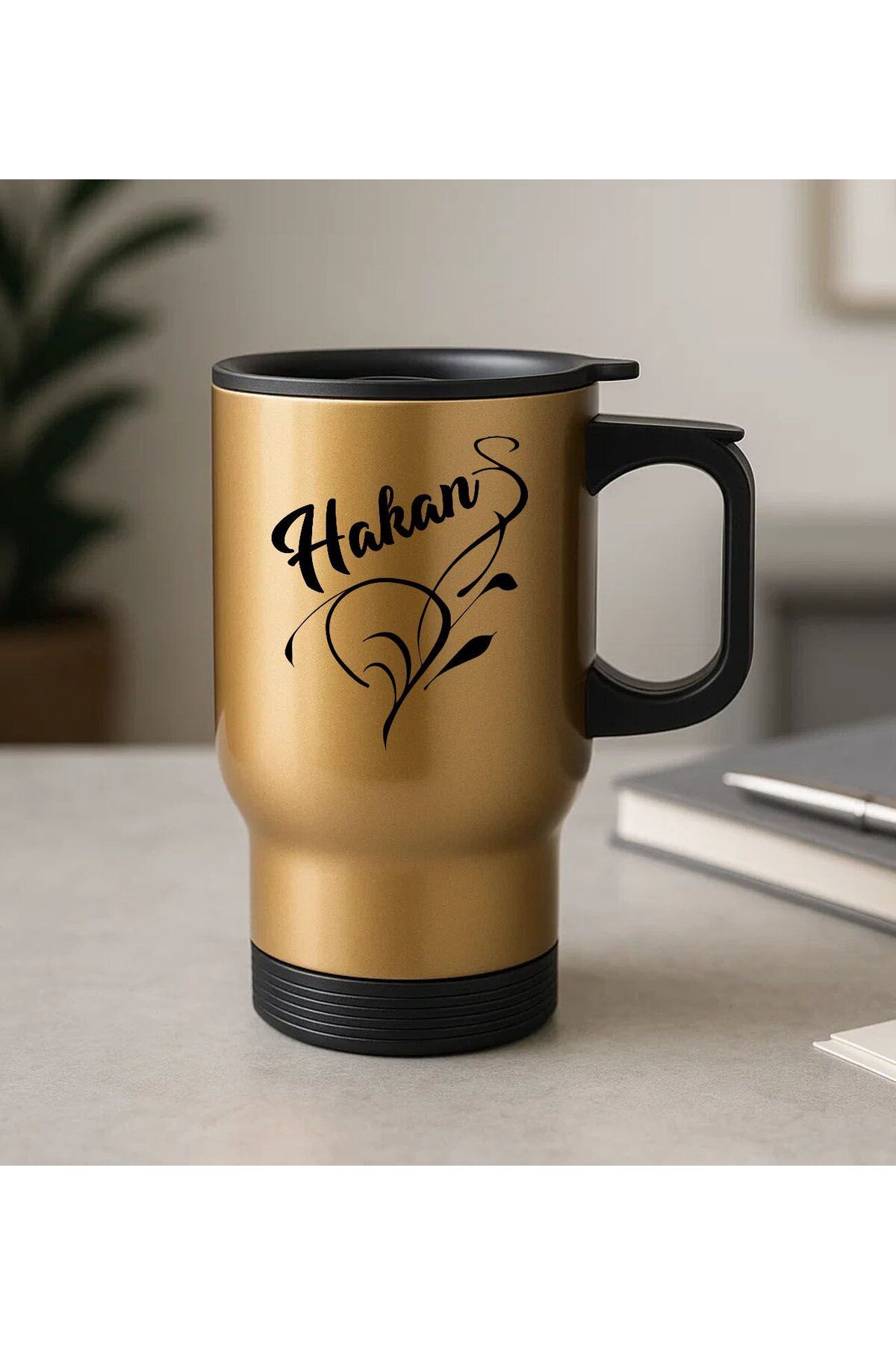 Bk Gift Kişiye Özel İsimli Kulplu Gold Çelik Bardak Termos Mug 450ml-2, Sevgiliye Hediye, Arkadaşa H