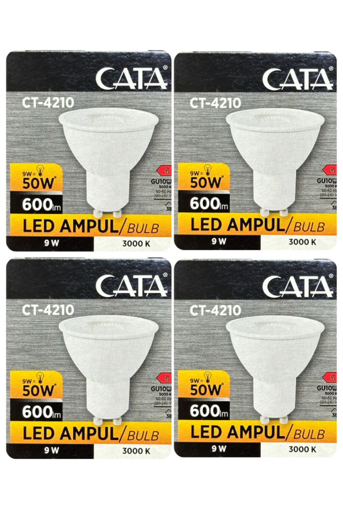 Avarson (4 Adet) Cata 9W (50W) Sarı Işık (3000K) Dim Edilebilir GU10 Duylu Led Spot Ampul
