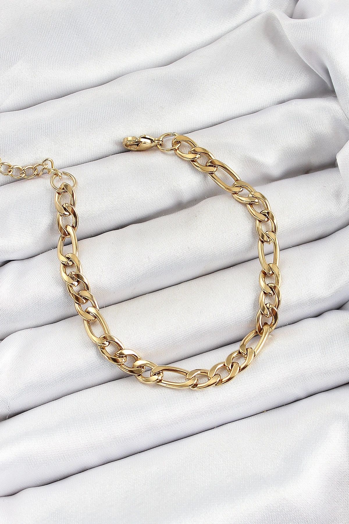 shopwave 316L Çelik Gold Renk Zincir Erkek Bileklik