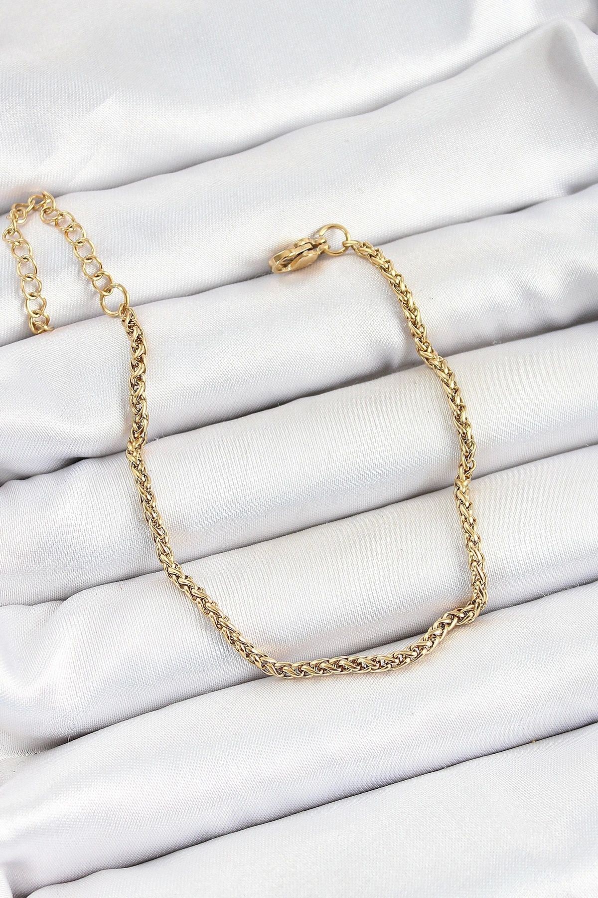shopwave 316L Çelik Gold Renk Örgü Burgu Zincir Erkek Bileklik